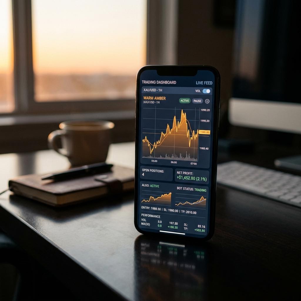 Tableau de bord de la plateforme de trading crypto IA Pivoine Rendecto sur smartphone